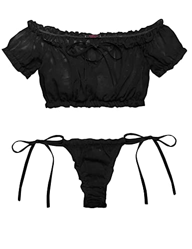 Avidlove Bra and Panty Set Ruffle Set Mesh