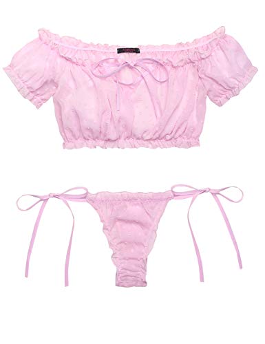 Avidlove Bra and Panty Set Ruffle Set Mesh