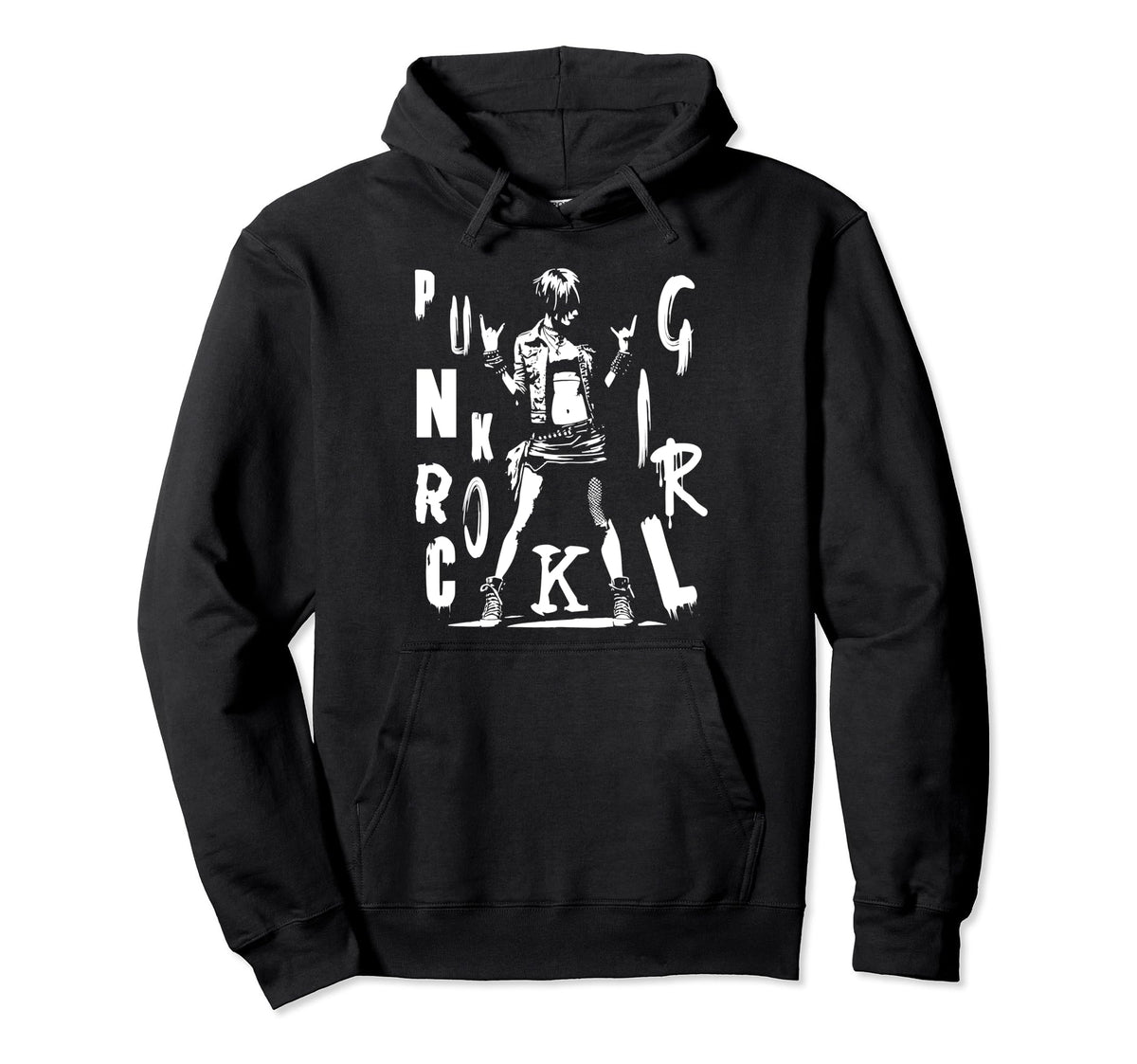Hand Horns Punk Rock 90S Grunge Hoodie - Custom Art Print for Adults