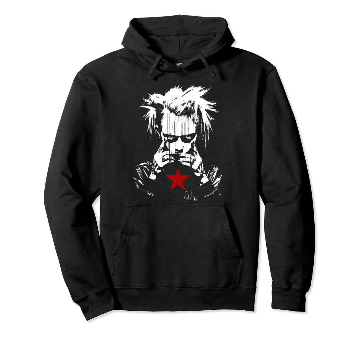 Grunge Distressed Punk And Red Color Hoodie - Minimalist Print Men Women