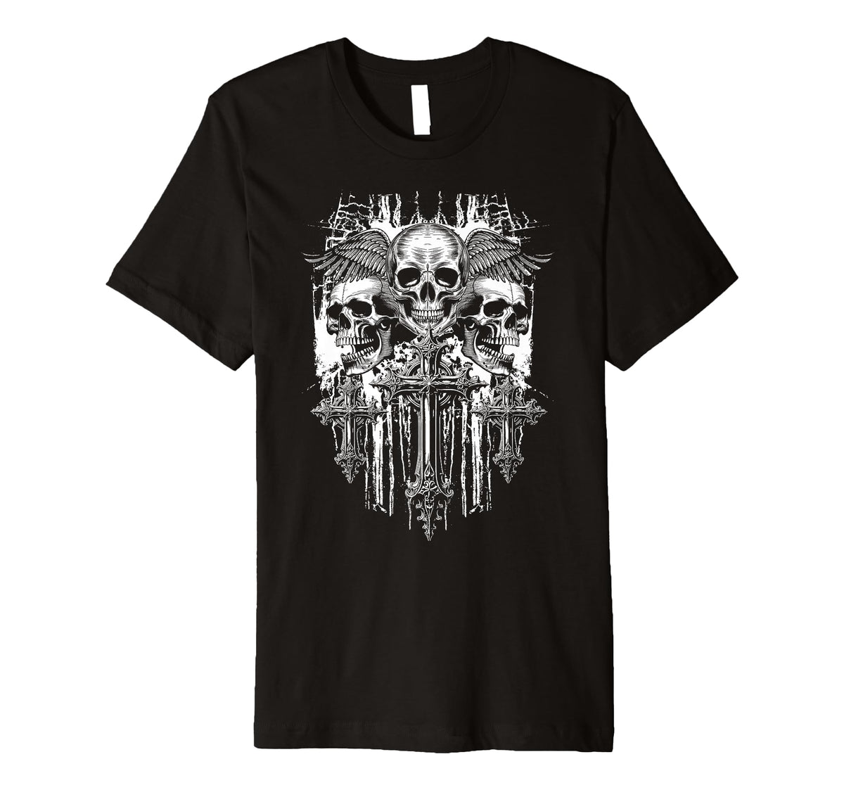 Skull Cross Wings Goth Alt Grunge Gothic T-Shirt - Novelty Apparel Unisex