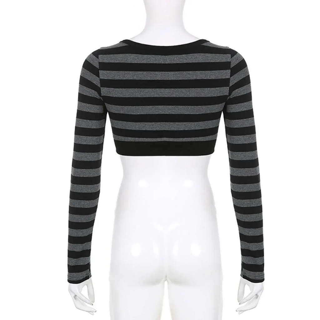 90s Grunge Style Striped Cropped Top