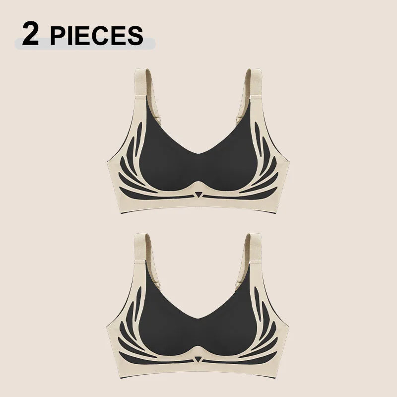 1/2Pcs/Set Women Push Up Bras Seamless Comfortable Angel Wings Bras Set Trendy Soft Breathable Underwear Female No Wire