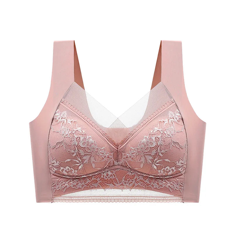 FallSweet Seamless Ice Silk Push Up Bra for Women Wireless Lace Bralette Plus Size Brassiere Summer Comfort Underwear