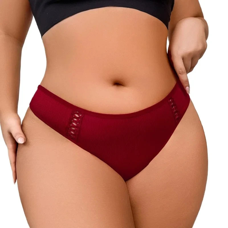 1 Pcs Large Size Tie Bow Sexy Women G-string Low Rise Sexy Thongs Comfortable Breathable Ribbed Ladies Thongs Intimate