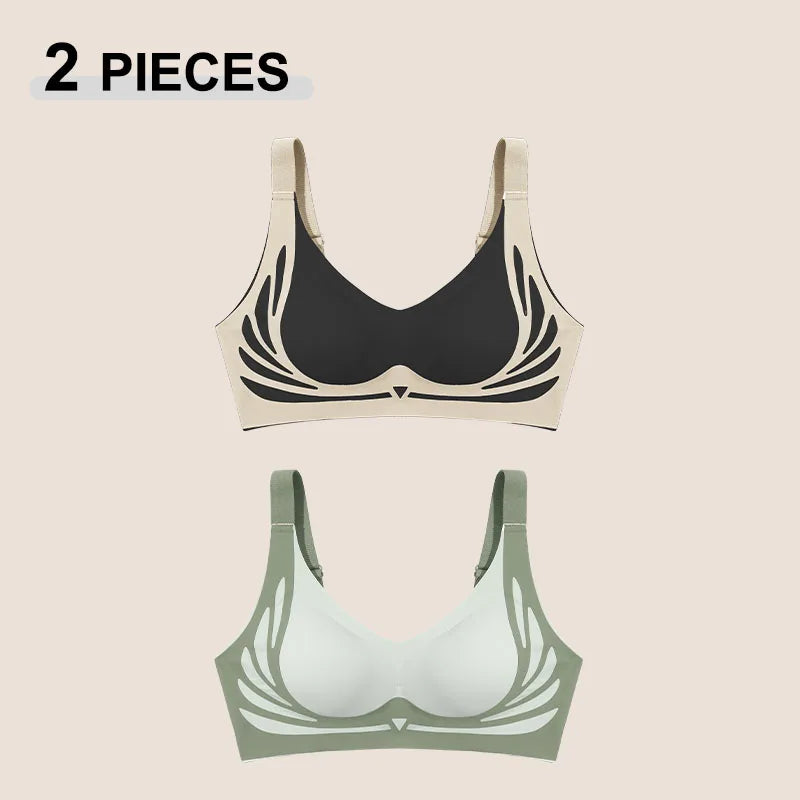 1/2Pcs/Set Women Push Up Bras Seamless Comfortable Angel Wings Bras Set Trendy Soft Breathable Underwear Female No Wire
