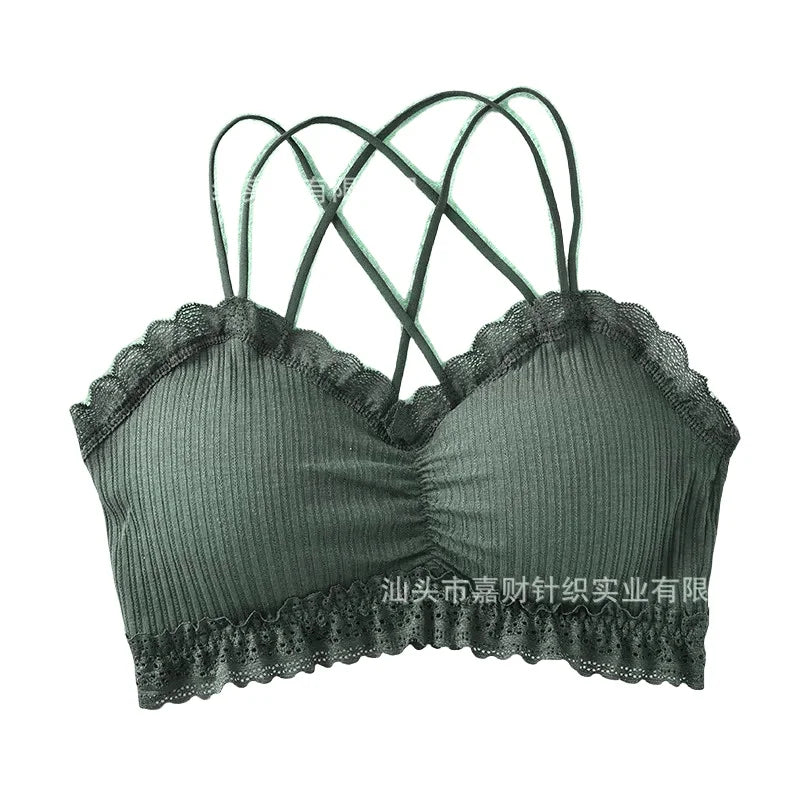 Sexy Bra Tube Top Lace Bralette Women Crop Top Female Sexy Beauty Back Intimates Crop Top Seamless Padded Underwear