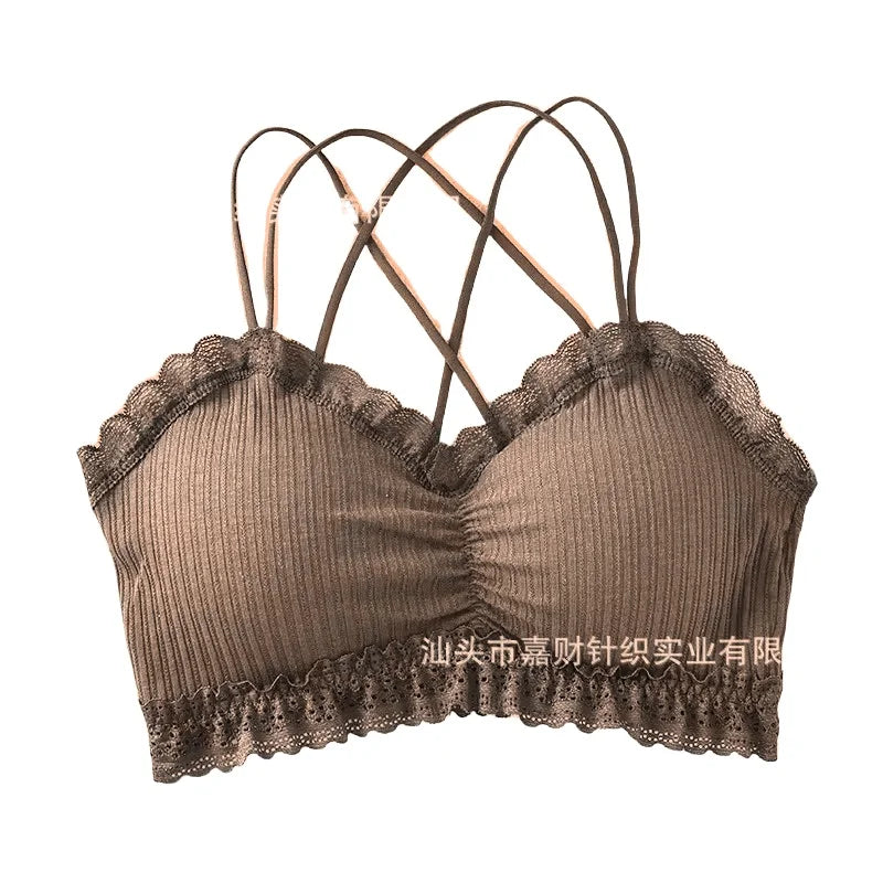 Sexy Bra Tube Top Lace Bralette Women Crop Top Female Sexy Beauty Back Intimates Crop Top Seamless Padded Underwear
