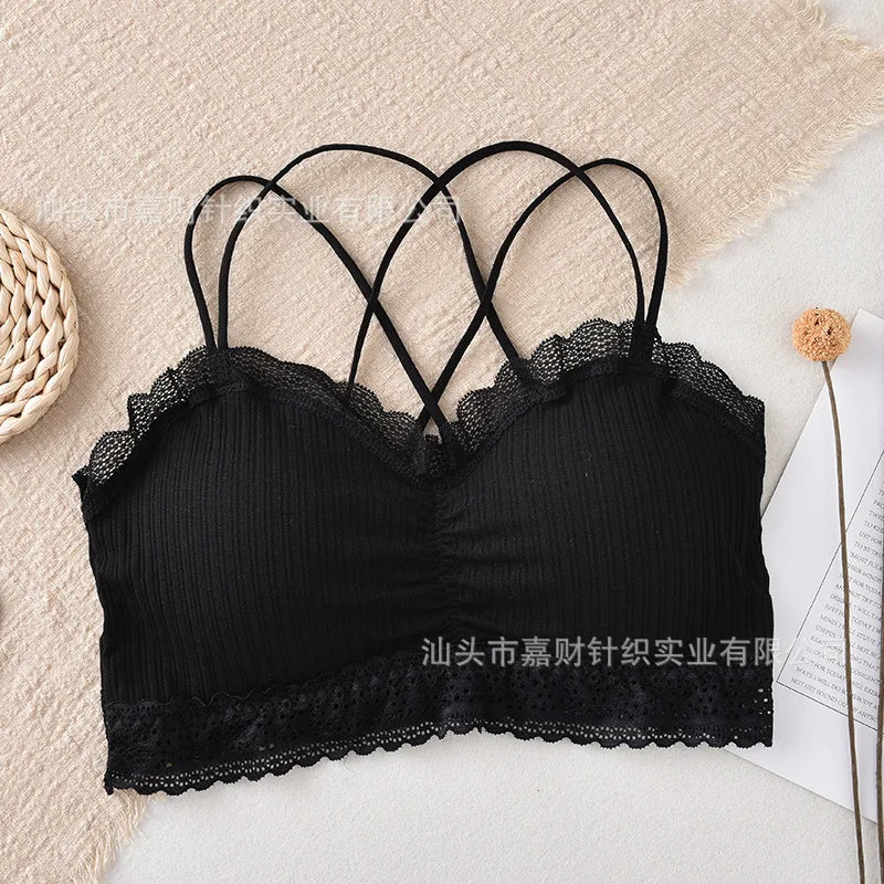 Sexy Bra Tube Top Lace Bralette Women Crop Top Female Sexy Beauty Back Intimates Crop Top Seamless Padded Underwear