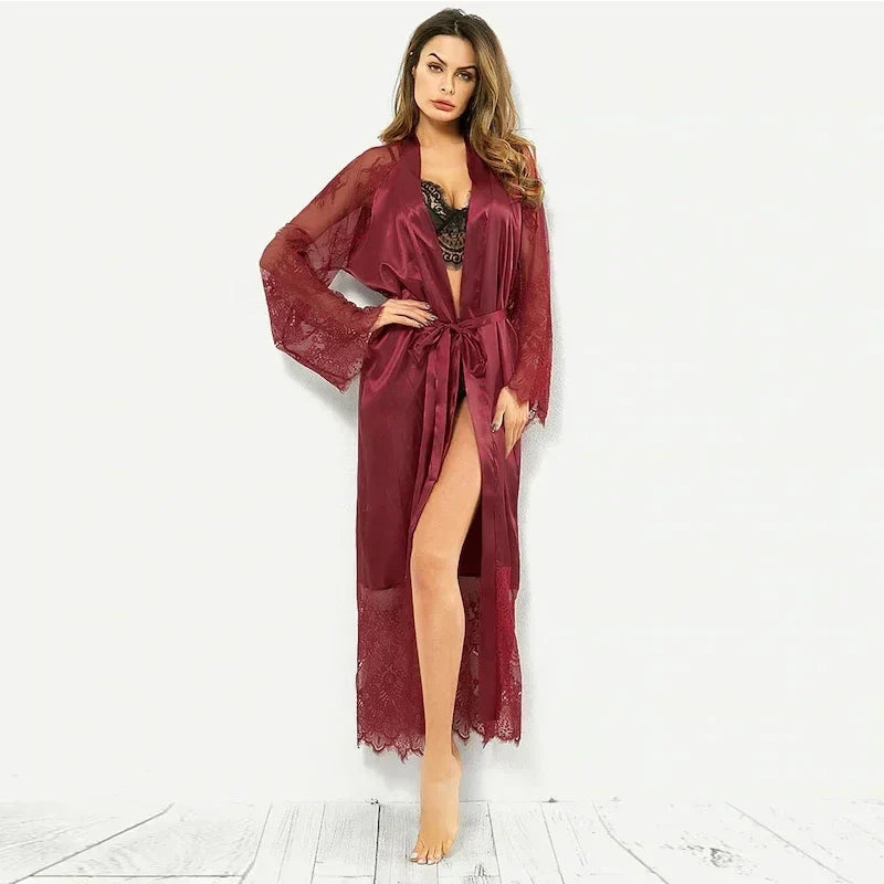 Lace Satin Robe Nightgown