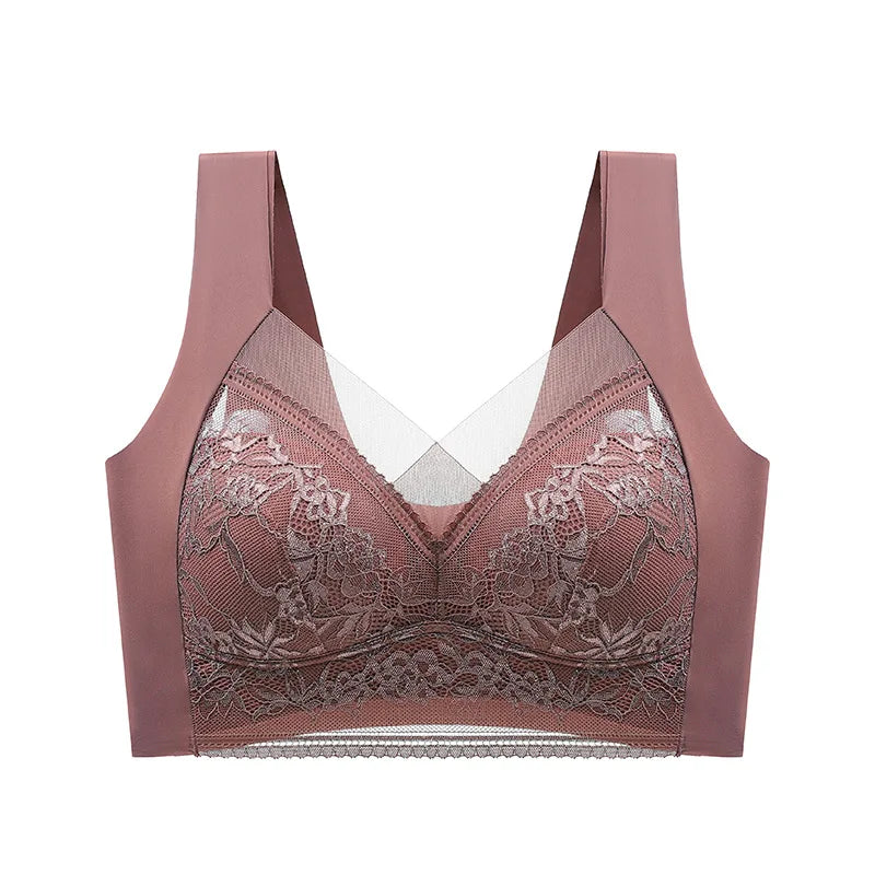 FallSweet Seamless Ice Silk Push Up Bra for Women Wireless Lace Bralette Plus Size Brassiere Summer Comfort Underwear