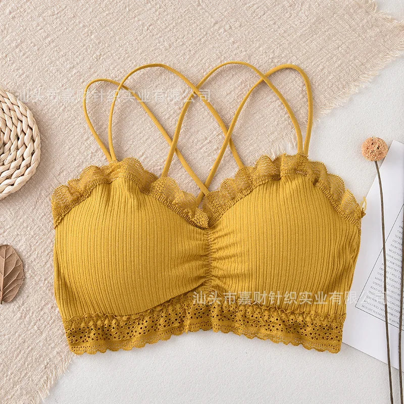 Sexy Bra Tube Top Lace Bralette Women Crop Top Female Sexy Beauty Back Intimates Crop Top Seamless Padded Underwear