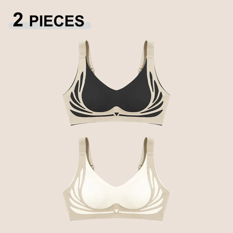 1/2Pcs/Set Women Push Up Bras Seamless Comfortable Angel Wings Bras Set Trendy Soft Breathable Underwear Female No Wire