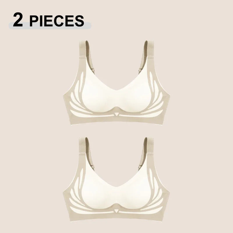 1/2Pcs/Set Women Push Up Bras Seamless Comfortable Angel Wings Bras Set Trendy Soft Breathable Underwear Female No Wire