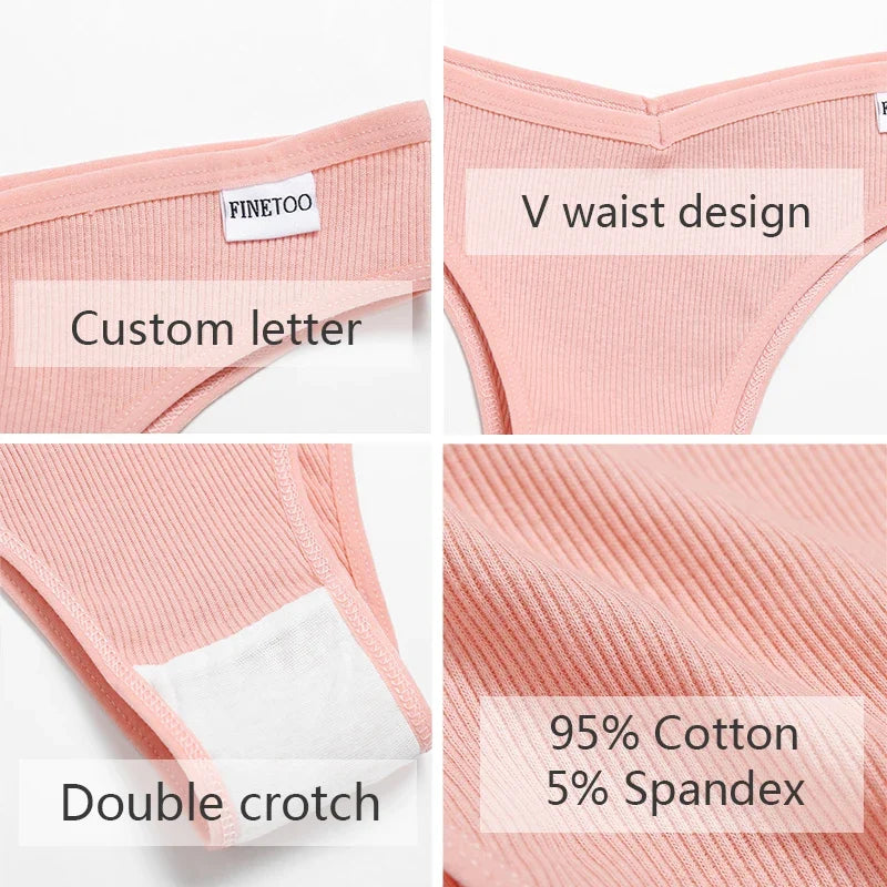 5Pcs/Set Women Cotton Brazilian Panties V Waist Female Underwear Comfortable Underwear Low Rise T-Back Bikini Girls New
