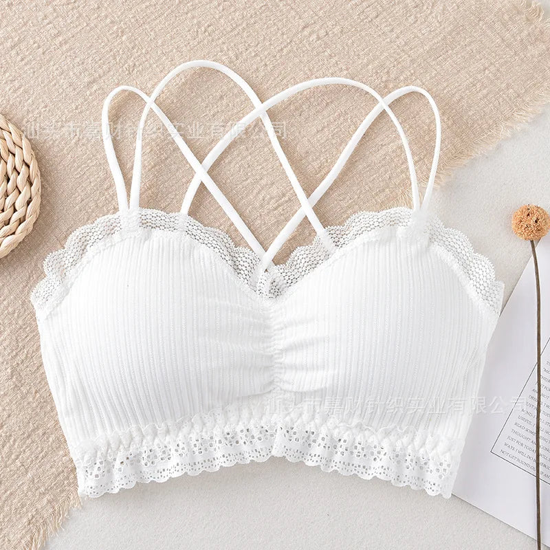 Sexy Bra Tube Top Lace Bralette Women Crop Top Female Sexy Beauty Back Intimates Crop Top Seamless Padded Underwear