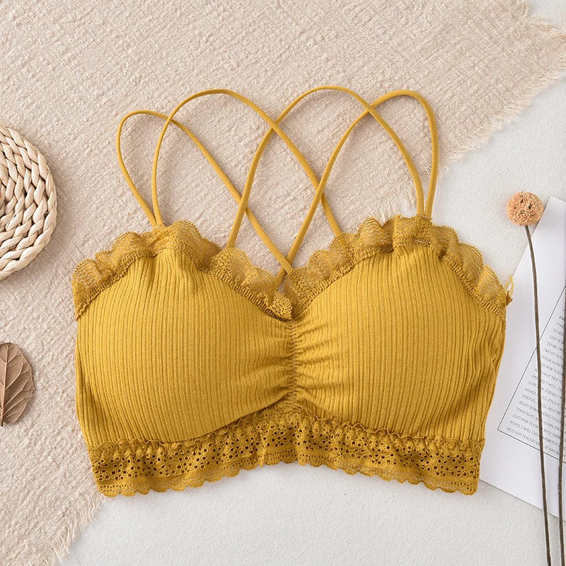 Sexy Bra Tube Top Lace Bralette Women Crop Top Female Sexy Beauty Back Intimates Crop Top Seamless Padded Underwear