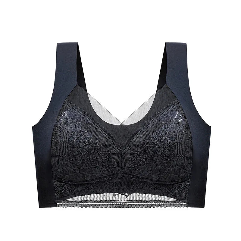FallSweet Seamless Ice Silk Push Up Bra for Women Wireless Lace Bralette Plus Size Brassiere Summer Comfort Underwear