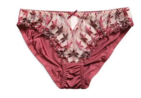 MOYISU Red Lace Mesh Bra and Underwear Set