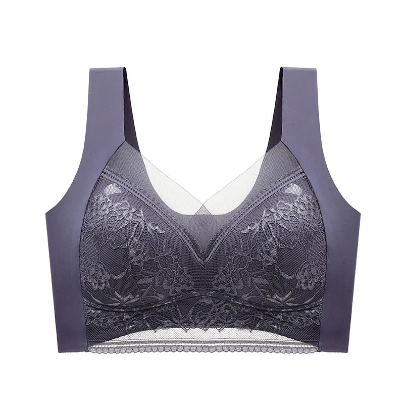 FallSweet Seamless Ice Silk Push Up Bra for Women Wireless Lace Bralette Plus Size Brassiere Summer Comfort Underwear