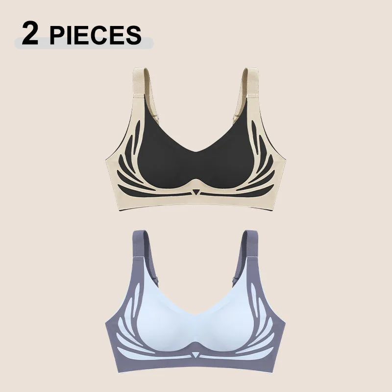 1/2Pcs/Set Women Push Up Bras Seamless Comfortable Angel Wings Bras Set Trendy Soft Breathable Underwear Female No Wire