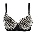 Metallic Rivet Studded Gothic Punk Rave Push-Up Top