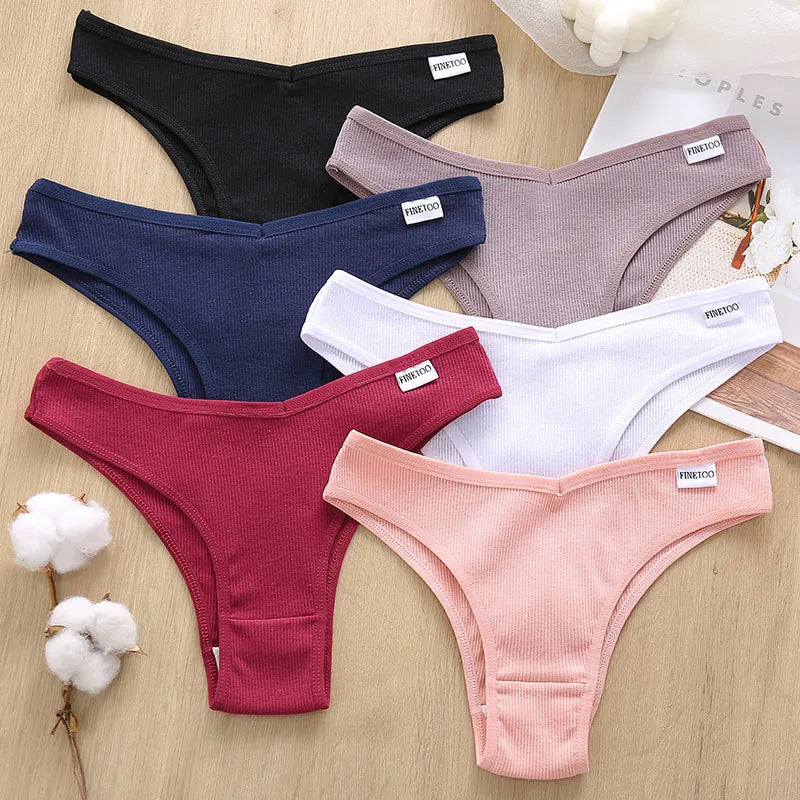 5Pcs/Set Women Cotton Brazilian Panties V Waist Female Underwear Comfortable Underwear Low Rise T-Back Bikini Girls New