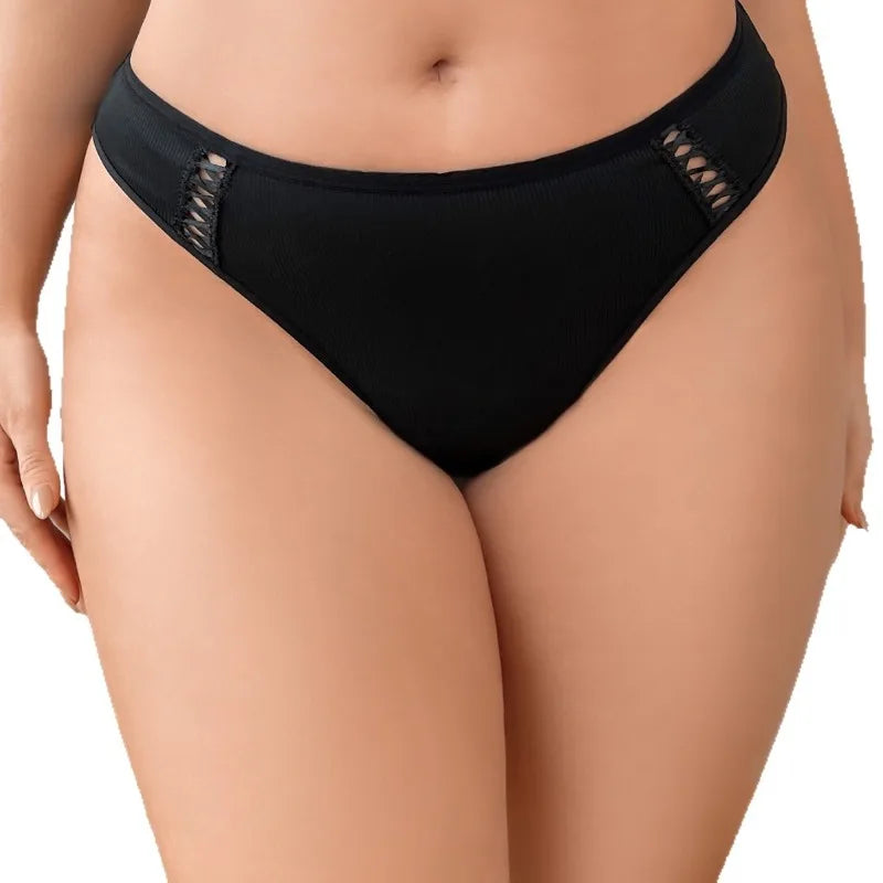 1 Pcs Large Size Tie Bow Sexy Women G-string Low Rise Sexy Thongs Comfortable Breathable Ribbed Ladies Thongs Intimate