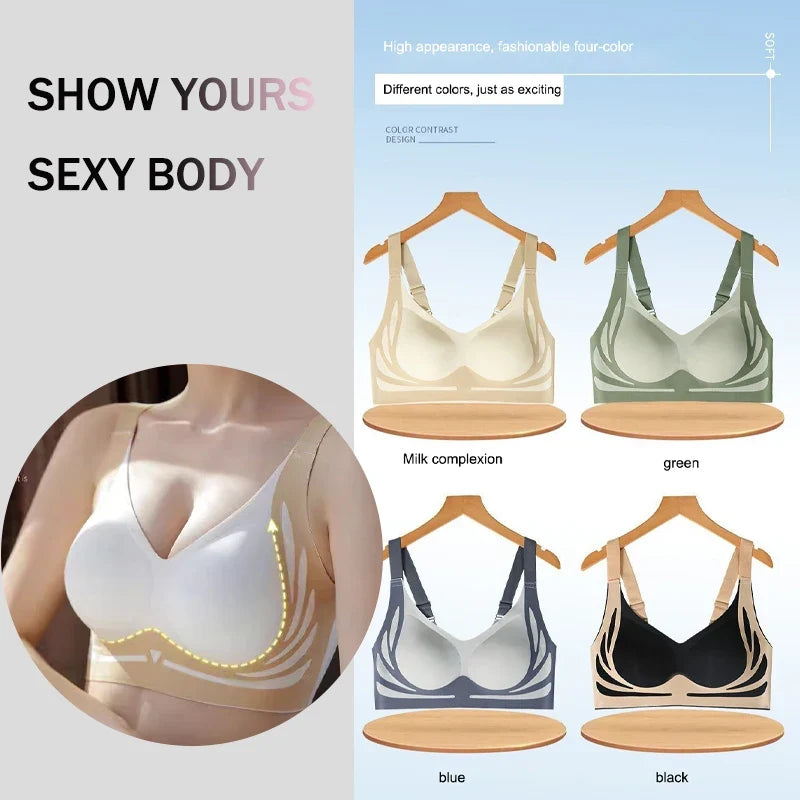1/2Pcs/Set Women Push Up Bras Seamless Comfortable Angel Wings Bras Set Trendy Soft Breathable Underwear Female No Wire