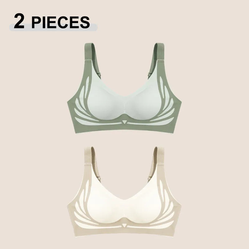 1/2Pcs/Set Women Push Up Bras Seamless Comfortable Angel Wings Bras Set Trendy Soft Breathable Underwear Female No Wire