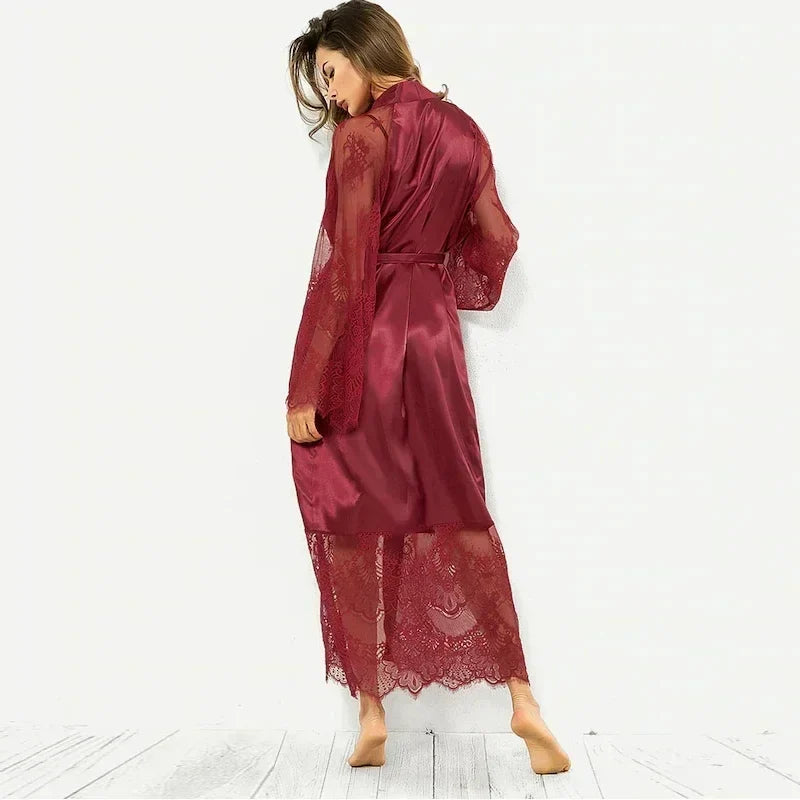 Lace Satin Robe Nightgown