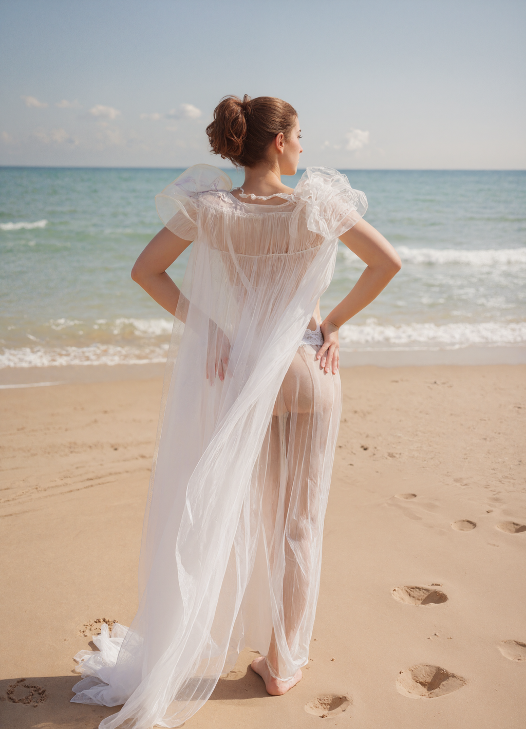 Soft Sparkling Tulle Lace Hem Lingerie Set