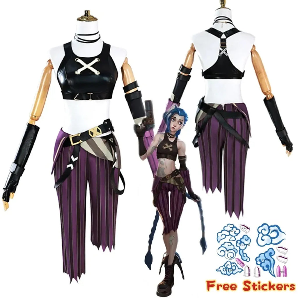 Arcane Jinx Cosplay Costume – LOL Season 2 Loli Outfit with Wig & Accessories