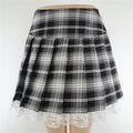 Red Black Plaid Lace Gothic Punk Skirt – Pleated Y2K Harajuku Style