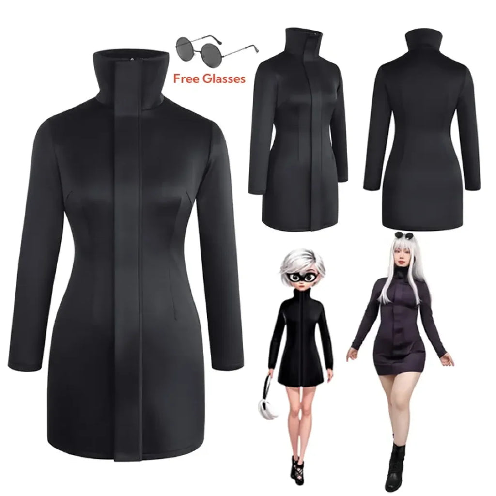 Gojo-Inspired Bodycon Cosplay – Stretch Fit with Glasses Set