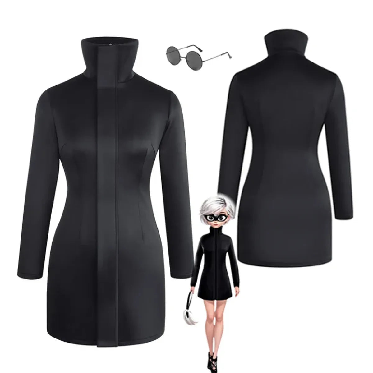 Gojo-Inspired Bodycon Cosplay – Stretch Fit with Glasses Set