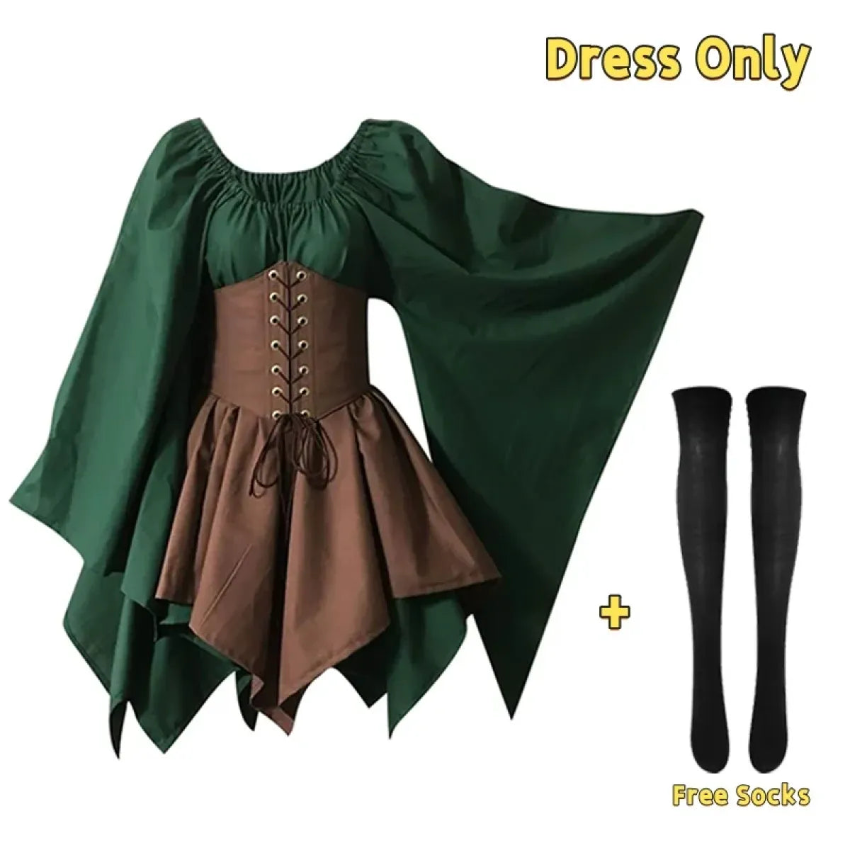 Gothic Elf Lace-Up Gown – Medieval Fairy Lolita Cosplay
