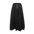 Gothic High Waist Ruffle Skirt – Punk Grunge Lace-Up A-Line Skirt