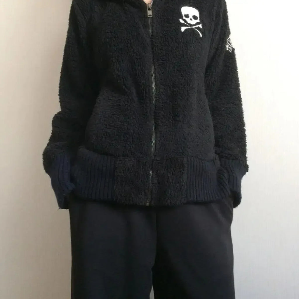 Harajuku Grunge Skull Zip Hoodie