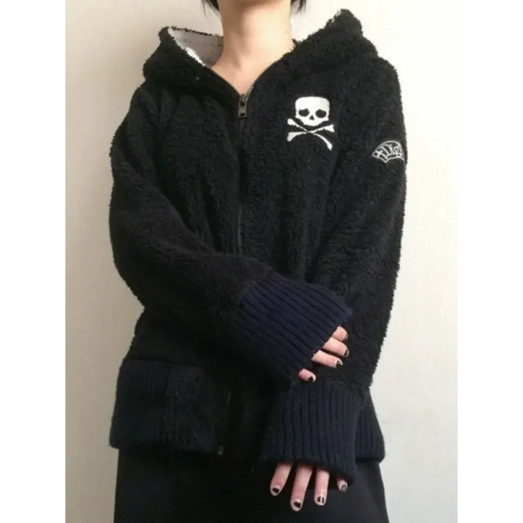 Harajuku Grunge Skull Zip Hoodie