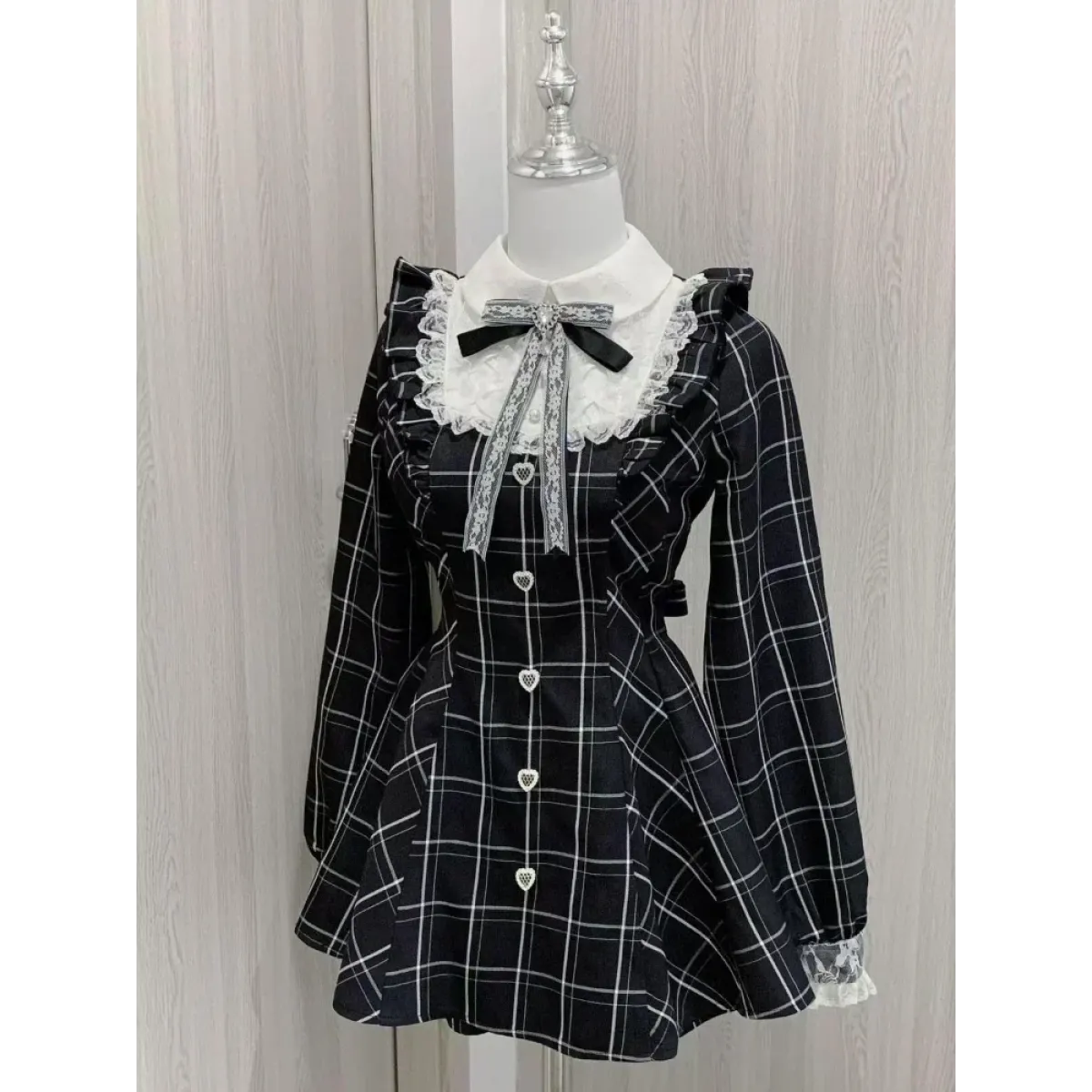 Lolita Plaid Lace Trim Gown