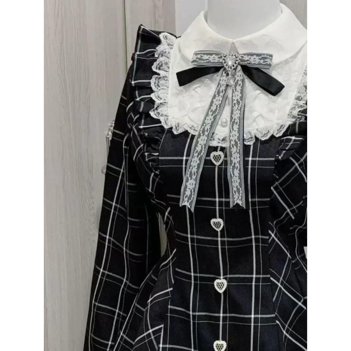 Lolita Plaid Lace Trim Gown