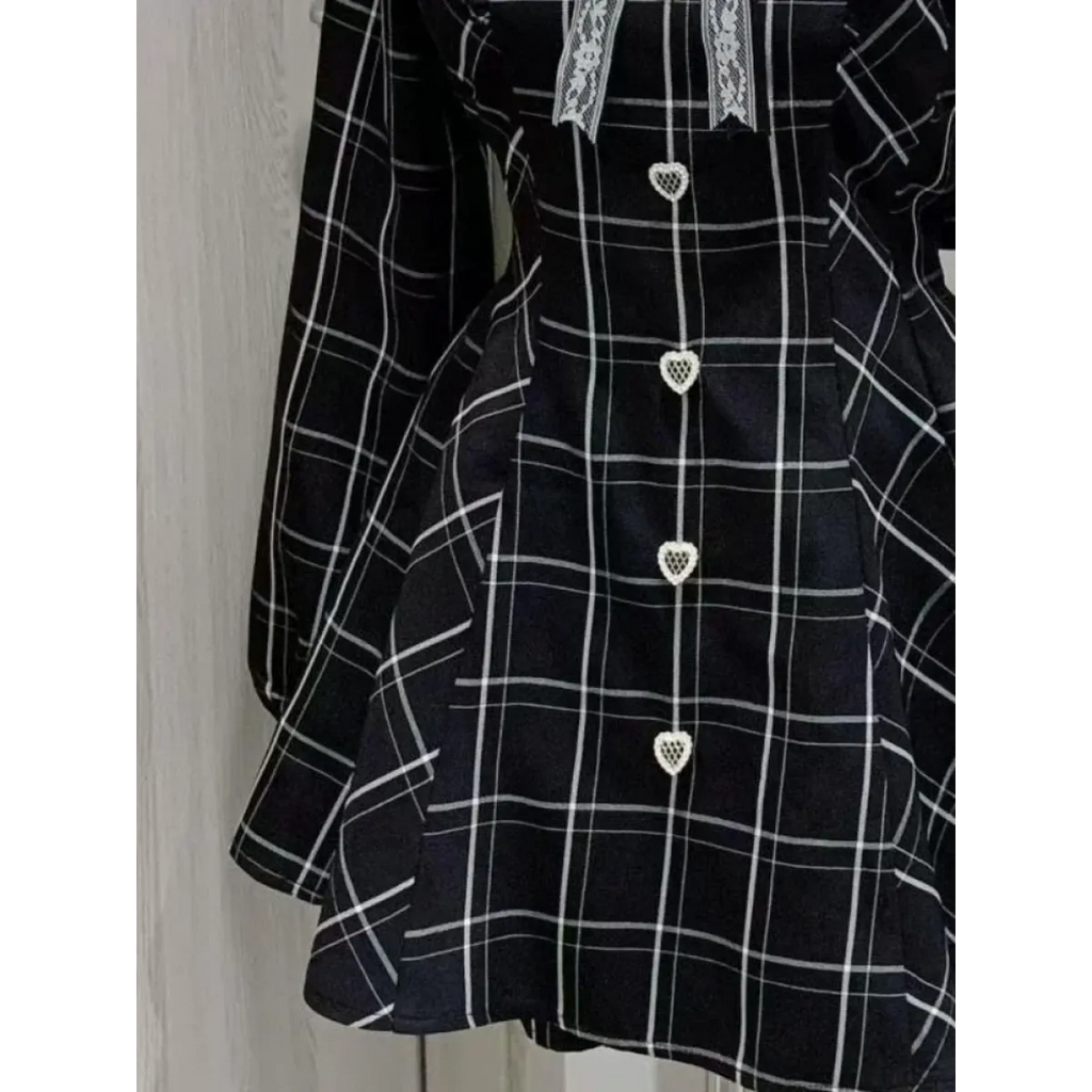 Lolita Plaid Lace Trim Gown