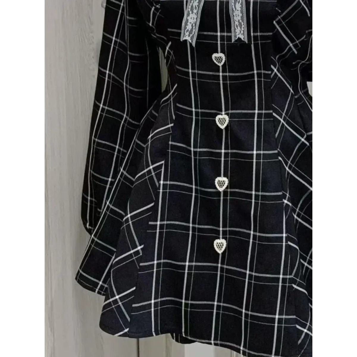 Lolita Plaid Lace Trim Gown