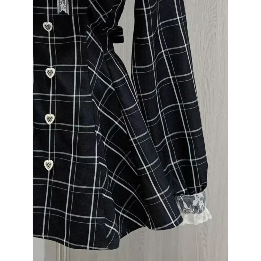 Lolita Plaid Lace Trim Gown
