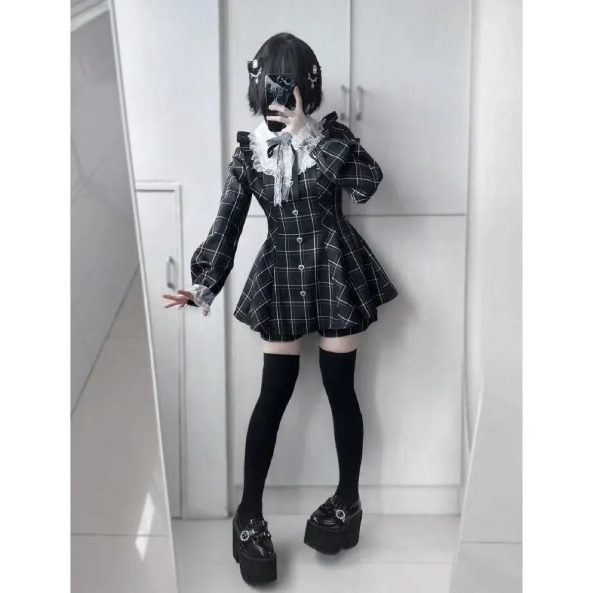 Lolita Plaid Lace Trim Gown
