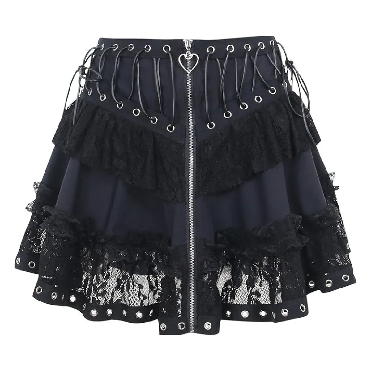 Gothic Lace-Up Skirt – Kawaii Harajuku Punk Ruffle Mini Skirt