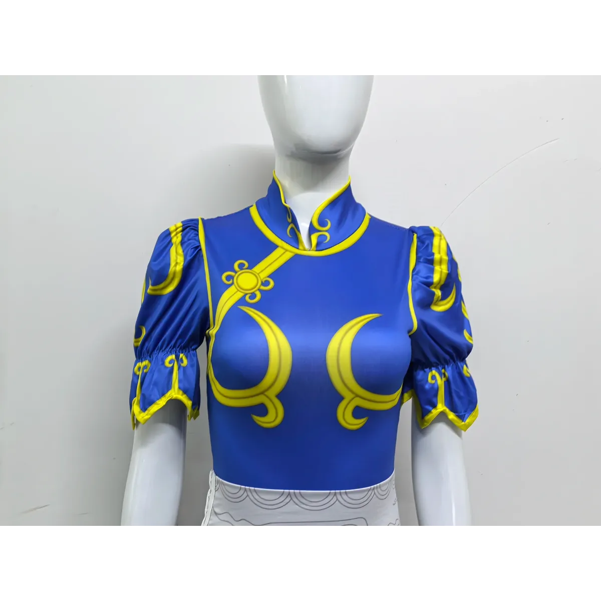 Chun Li Cosplay Costume – Street Fighter Blue Cheongsam Set with Headpiece
