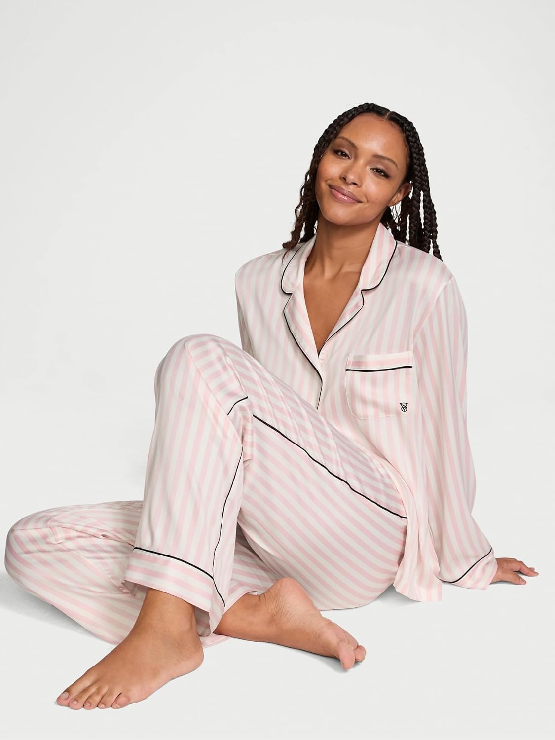 Victoria's Secret Satin Pajama Set, Long Sleeve Button Down Shirt & Pants, Sleepwear for Women (XS-XXL)